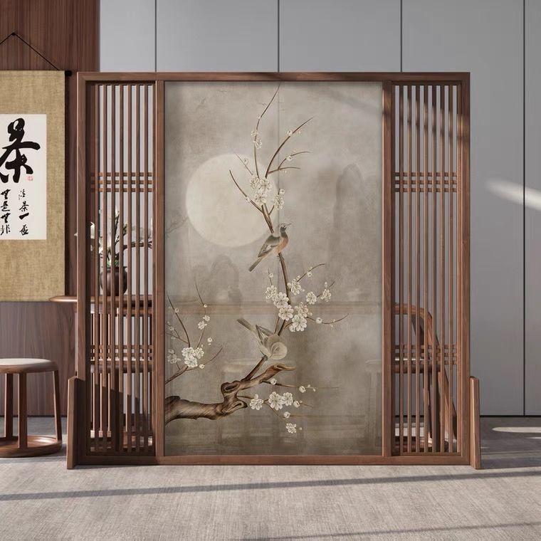 屏風隔斷裝飾客廳現代簡約小戶型玄關新中式實木隔斷牆屏風座屏