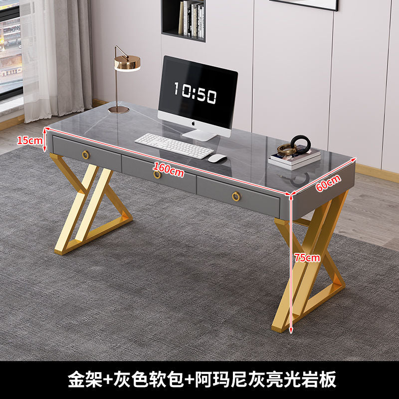 岩板书桌轻奢现代意式电脑台式桌家用简易办公桌卧室工作台学习桌