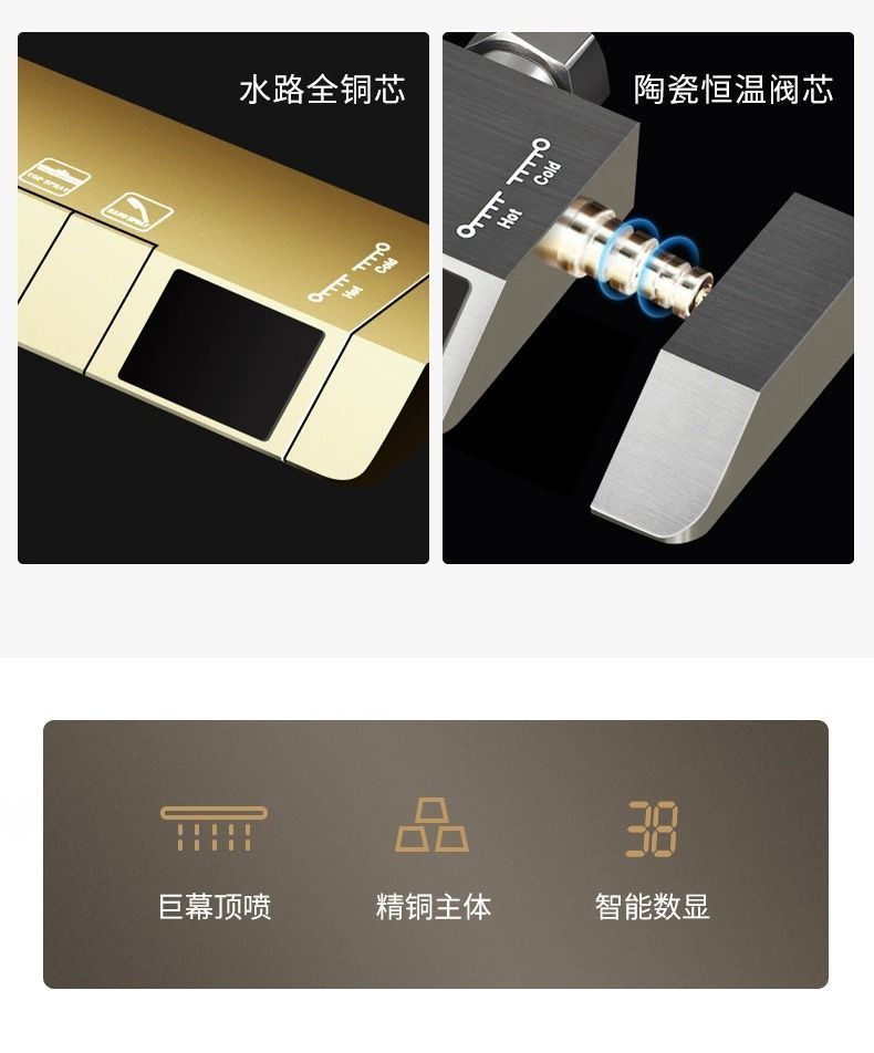 家用淋浴花灑套裝正品黃銅槍灰色增壓家用洗澡冷熱淋浴花灑噴頭