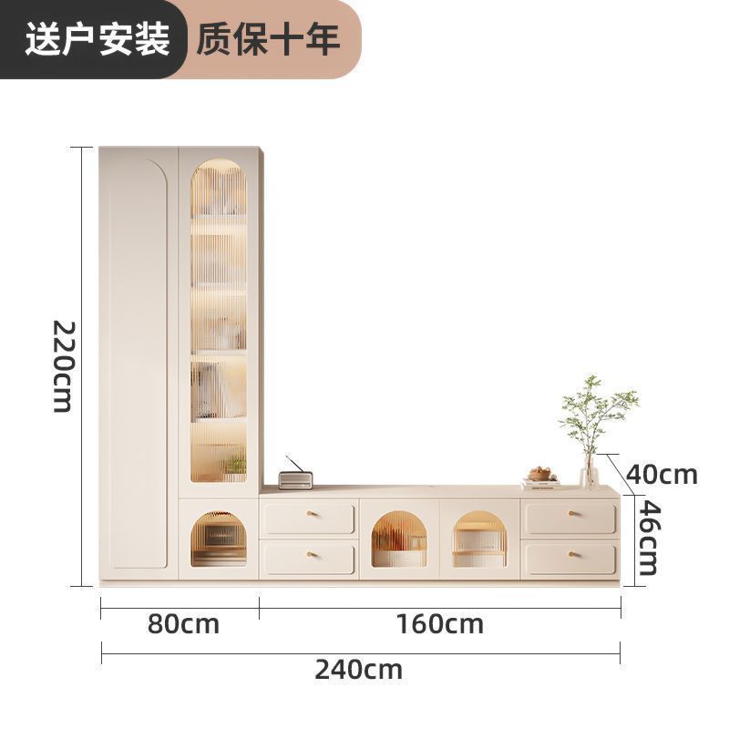 伊阳实木电视柜简约客厅家用收纳储物柜一体组合落地电视背景墙柜