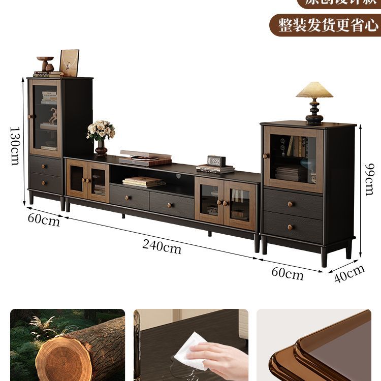 中古風全實木電視櫃客廳2025新款家用高級感收納儲物櫃一體小戶型