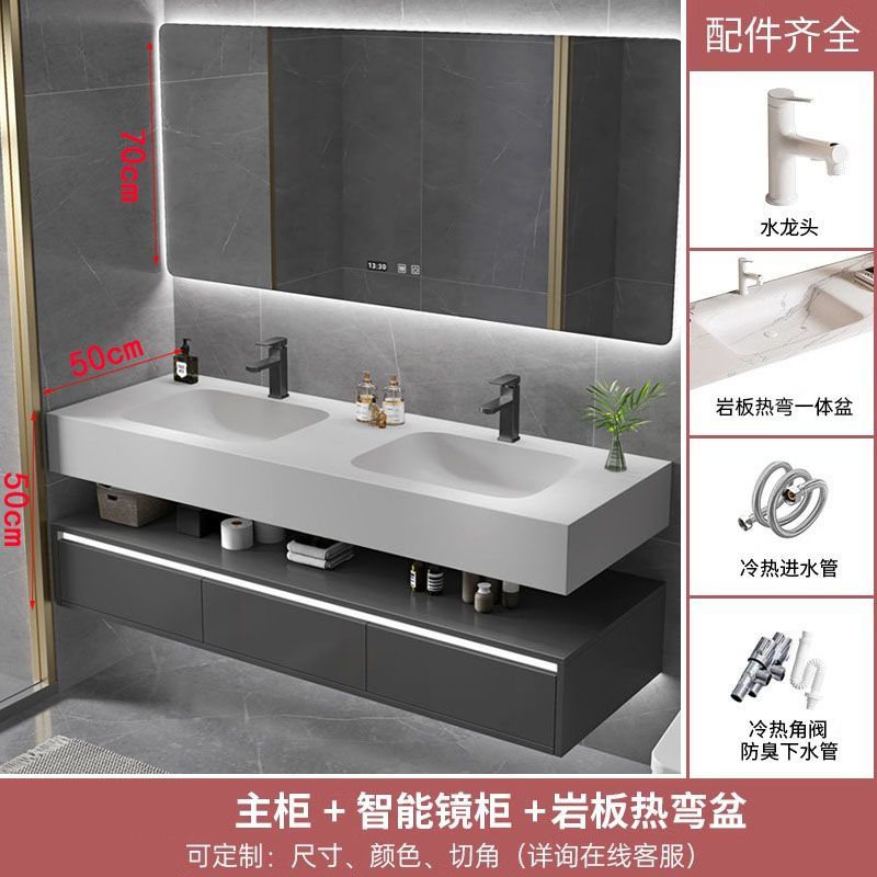 酒店風蜂窩全鋁浴室櫃定製洗手進口杜邦可麗耐一體盆衛生間洗漱盆