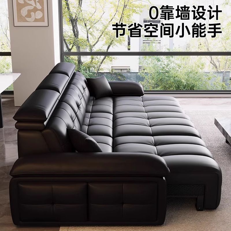 雲山棲真皮電動沙發牀意式小戶型家用簡約客廳零靠牆真皮直排沙發