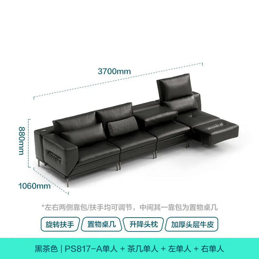 王一博同款家居灵动岛沙发客厅2024新款多功能皮沙发木业