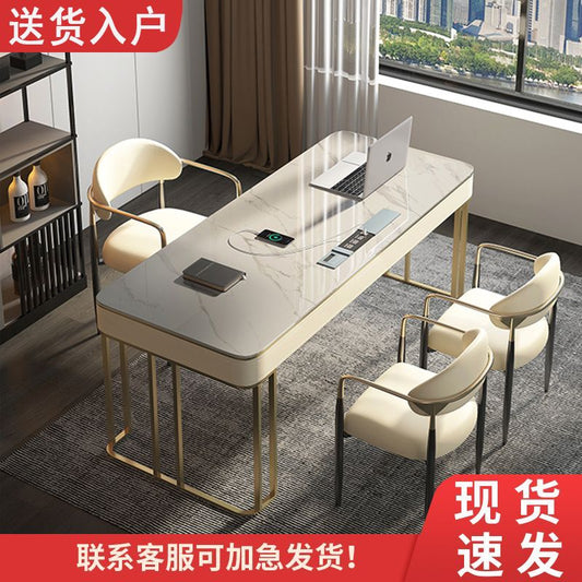 意式轻奢高端岩板书桌书椅家用现代简约小户型北欧办公写字电脑桌