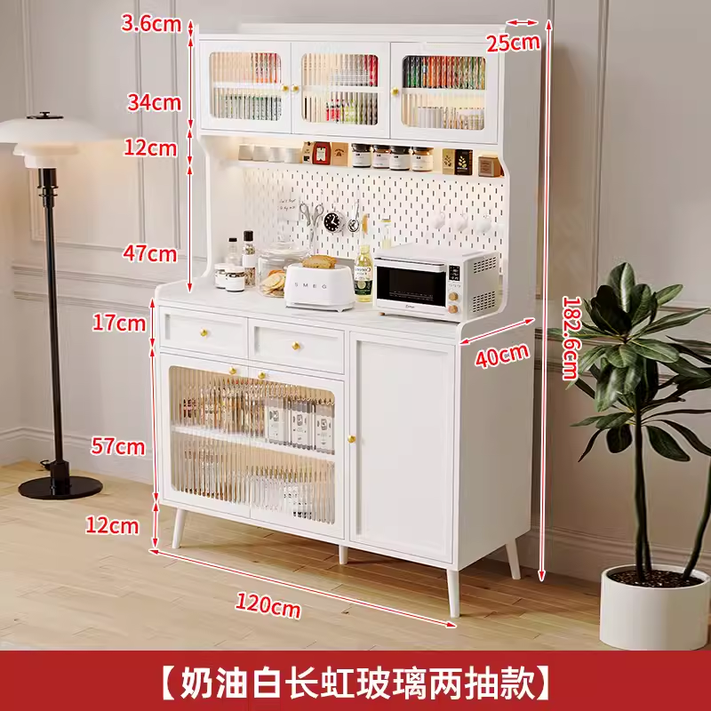 岩板餐边柜实木意式现代简约一体靠墙收纳储物柜厨房橱柜茶水柜子