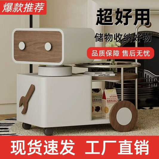 网红爆款现代轻奢小机器人可储物款茶几可移动小户型岛台茶几边几