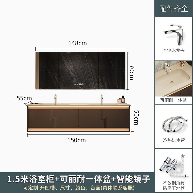 雙盆浴室櫃可麗耐一體盆衛生間洗手檯洗臉盆組合衛浴櫃洗漱臺定製