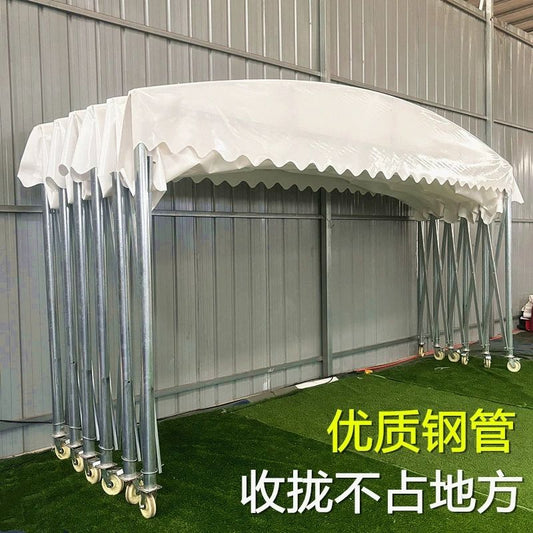 户外餐饮伸缩推拉雨棚帐篷大型移动推拉蓬摊排档汽车棚遮阳遮雨棚