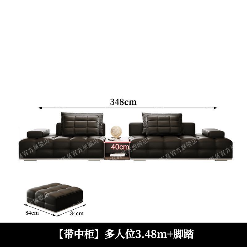 2025新款勞倫斯真皮輕奢意式極簡客廳設計師別墅大小戶型皮藝沙發