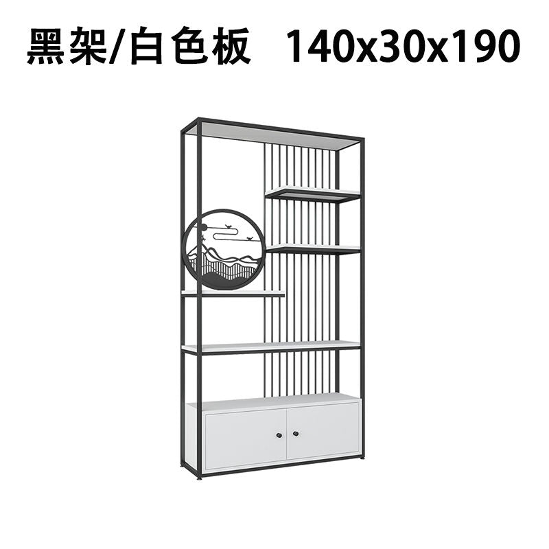 轻奢风客厅置物架落地书本架办公室铁艺博古展示柜玄关架隔断多层