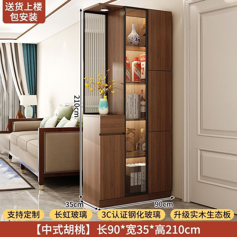 實木入戶玄關櫃鞋櫃一體客廳隔斷屏風櫃正對門儲物門廳櫃中古定製