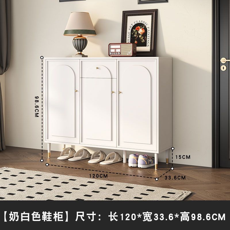 法式現代簡約黑色鞋櫃家用門口大容量入戶玄關一體儲物櫃收納新款