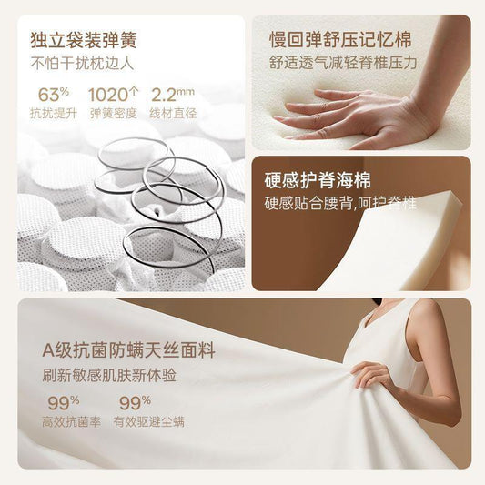 捲包盒子彈簧牀墊席夢思酷布獨立彈簧袋裝加粗護脊0膠水全可拆洗