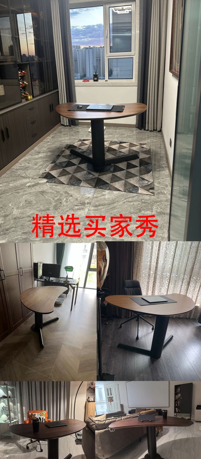 意式極簡書桌異形電腦桌家用設計師書房臥室簡約現代辦公桌椅單人