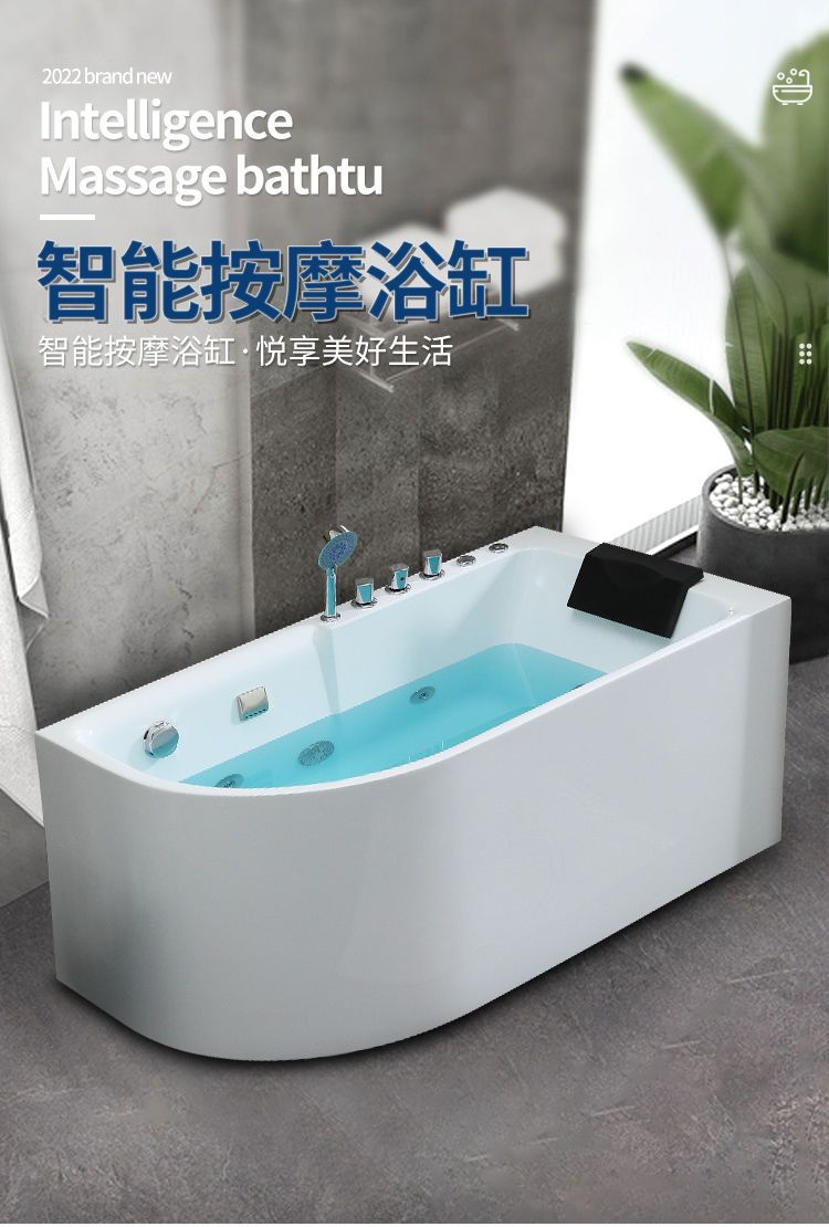 佛山浴缸小戶型日式洗澡家用恆溫深泡浴盆家用衝浪按摩恆溫加熱