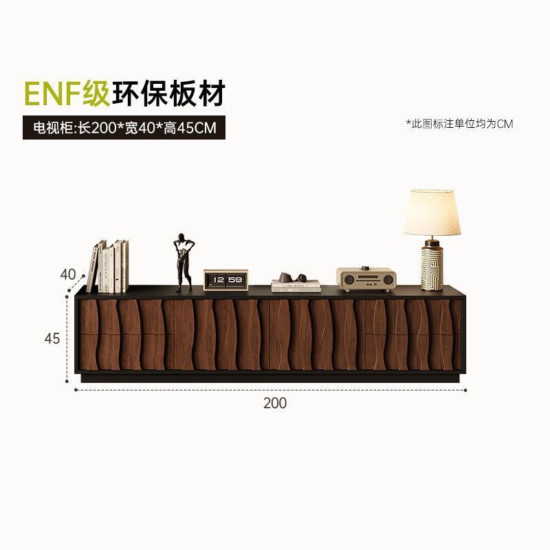 中古风电视柜新款客厅收纳储物柜一体小户型落地茶几边柜定制组合