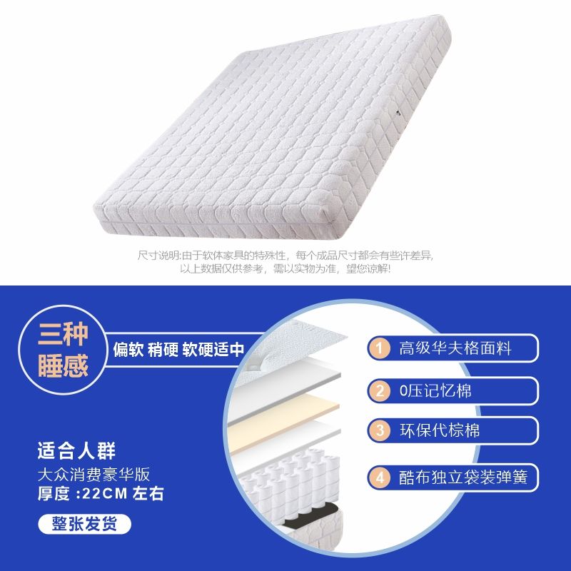 全拆洗式捲包牀墊席夢思家用軟墊1.8m獨立彈簧乳膠軟硬可調節定製