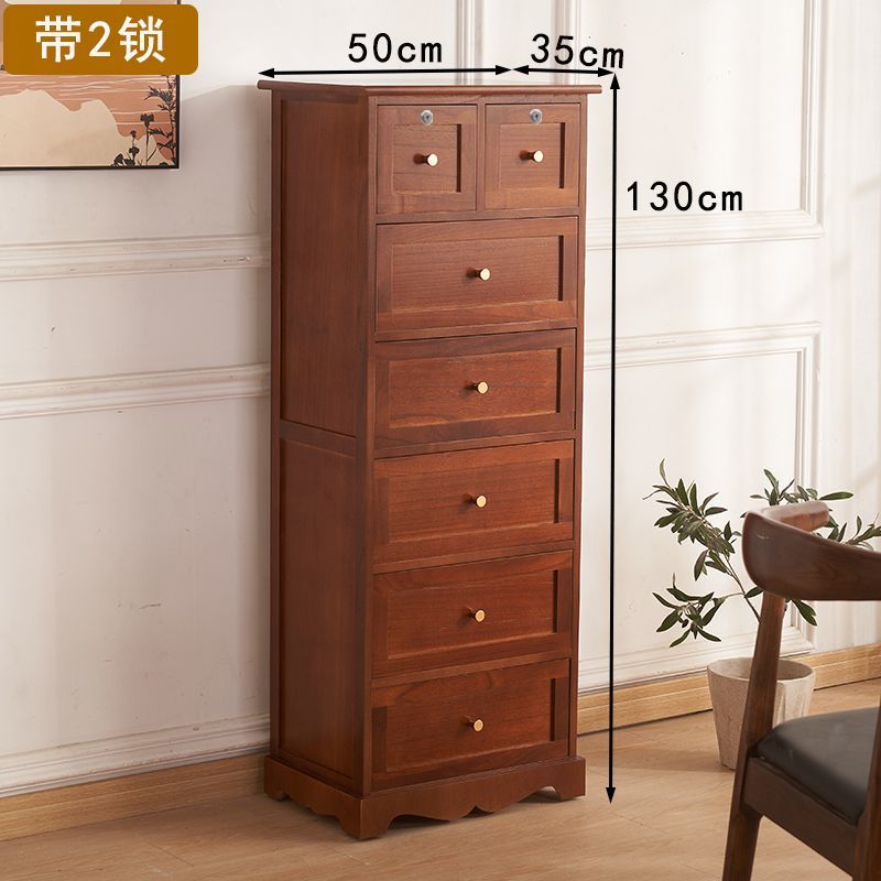 50寬五斗櫃實木牀頭櫃儲物櫃帶鎖中國風客廳臥室收納櫃抽屜式多層
