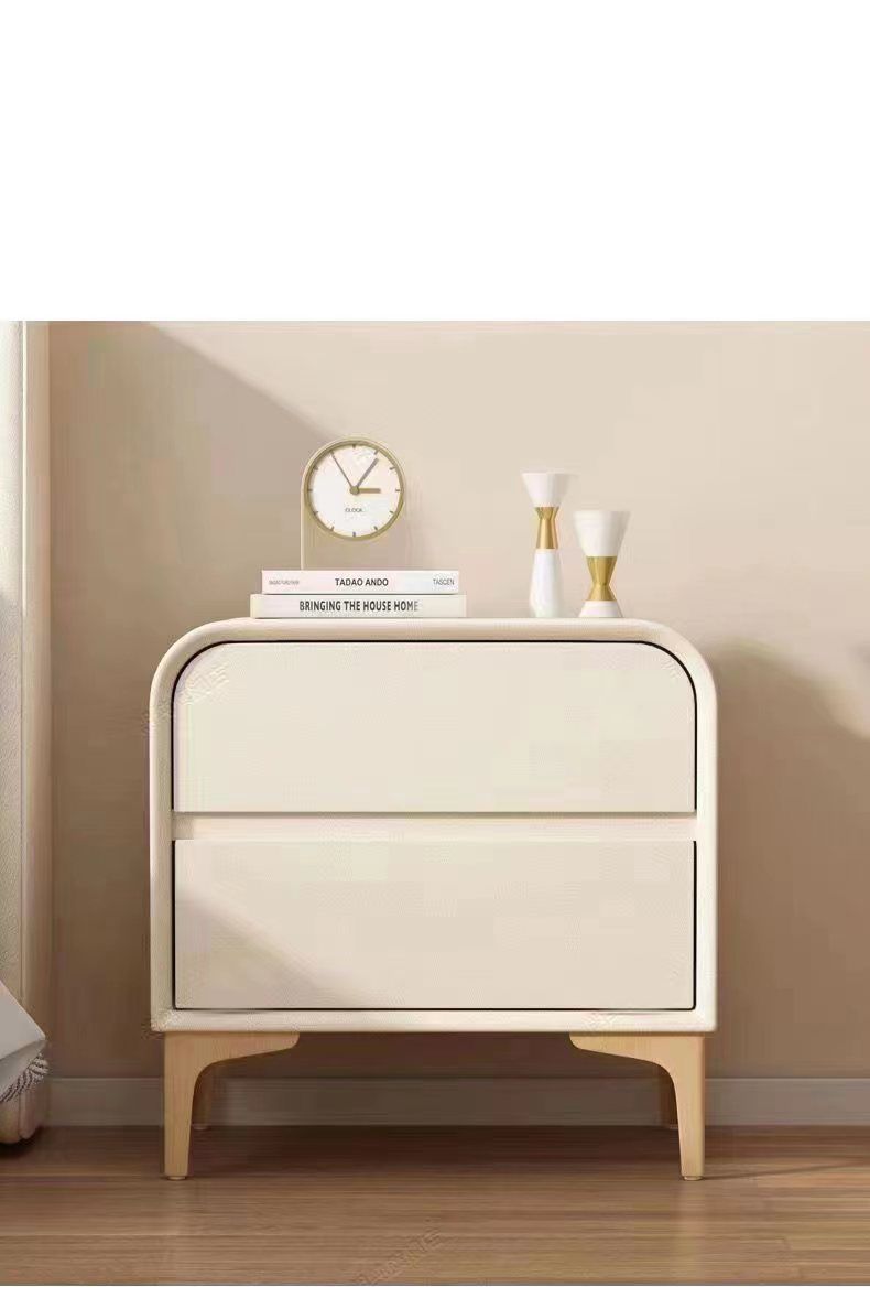 2023年新款兒童男孩女孩牀頭櫃奶油風簡約現代輕奢網紅臥室牀邊櫃