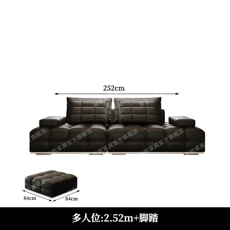 2025新款勞倫斯真皮輕奢意式極簡客廳設計師別墅大小戶型皮藝沙發