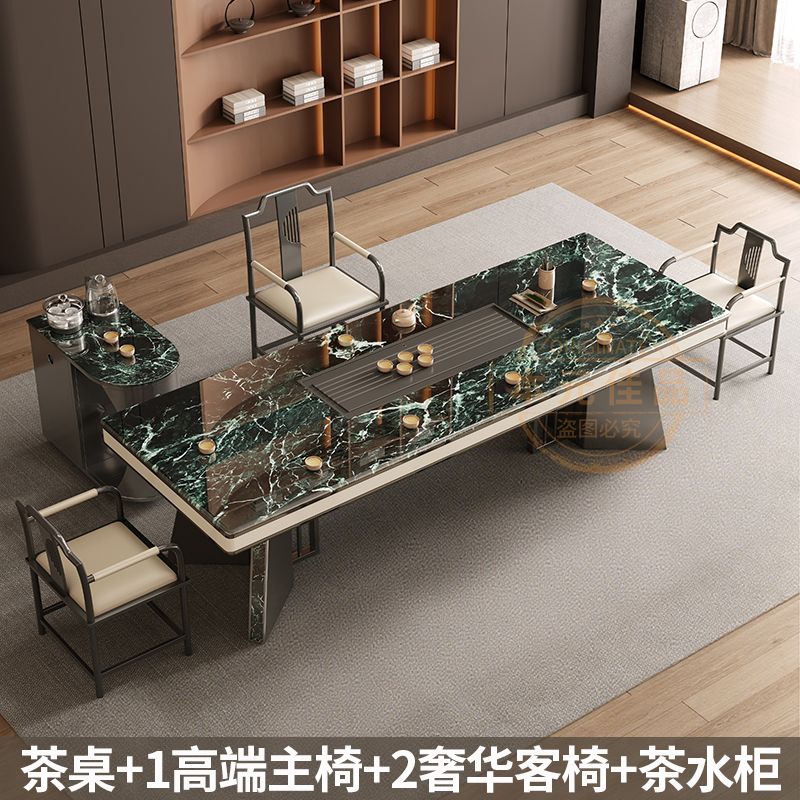 本元佳品超晶石岩板茶桌椅组合现代简约别墅一体茶台设计师高级感