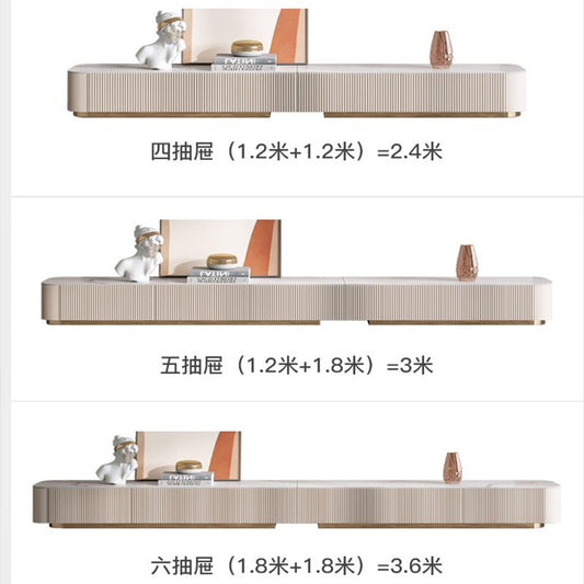 輕奢巖板電視櫃現代簡約客廳2022年新款小戶型網紅圓茶几地櫃組合