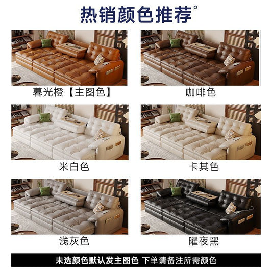 真皮沙發千層餅乾電動沙發觀影零靠牆真皮客廳大坐深可伸縮沙發牀