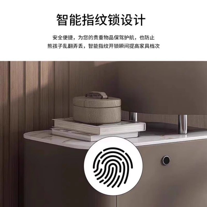 智能指紋鎖輕奢梳妝檯主臥室小戶型巖板化妝桌子全實木高檔化妝臺