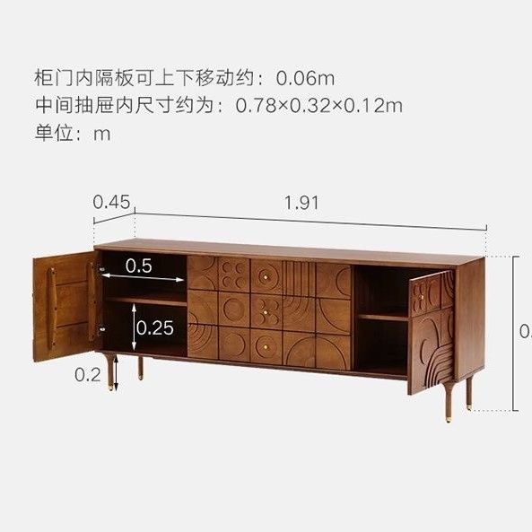 北歐牀頭櫃中古復古風臥室收納櫃子實木雕花抽屜櫃客廳沙發邊幾