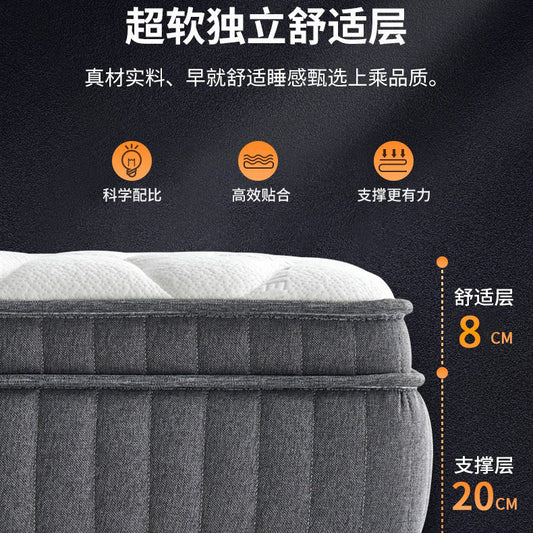 攸萊爾壓縮捲包靜音獨立彈簧乳膠1.8米2.2m超軟五星酒店加厚牀墊