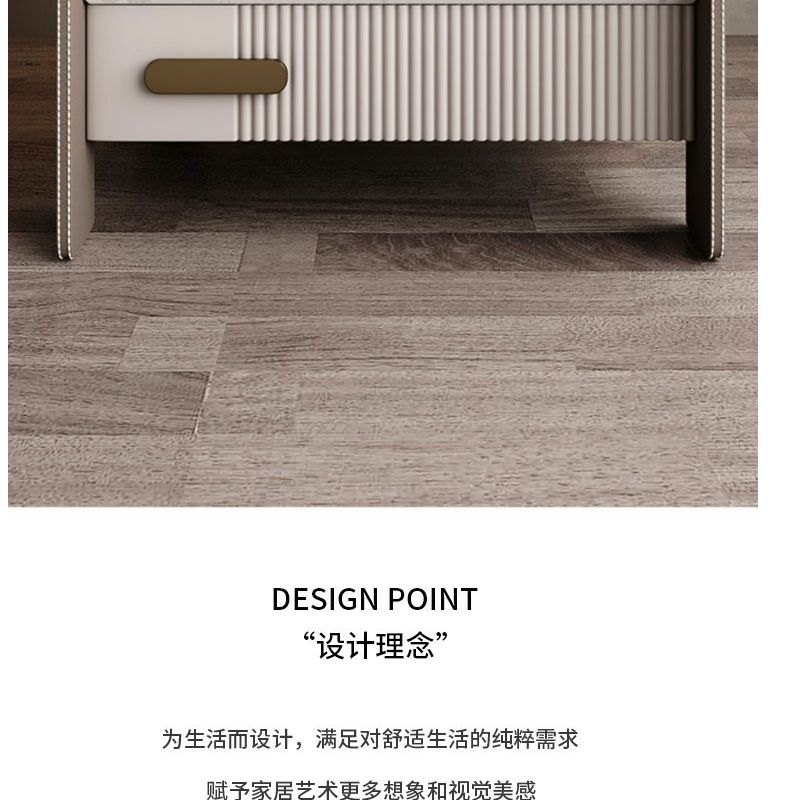 輕奢智能牀頭櫃巖板無線充電牀前櫃多功能感應燈簡約收納牀邊櫃