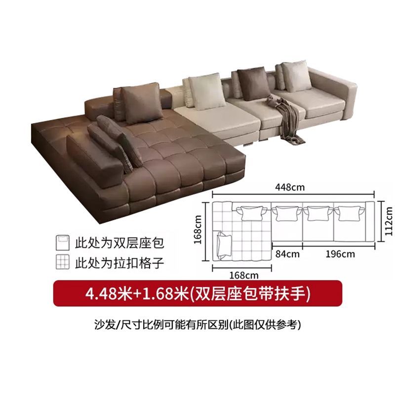 意式極簡勞倫斯沙發生態皮沙發輕奢意式大平層別墅極簡模塊皮沙發