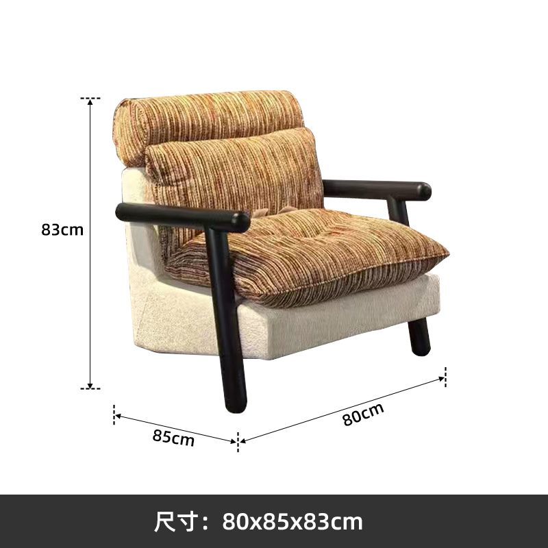 美式復古實木單人休閒設計師款沙發椅中古風客廳家用靠背懶人躺椅