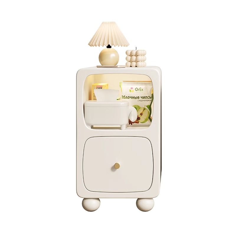 全實木夾縫牀頭櫃簡約現代家用臥室帶燈牀邊櫃無線充電小型窄櫃子