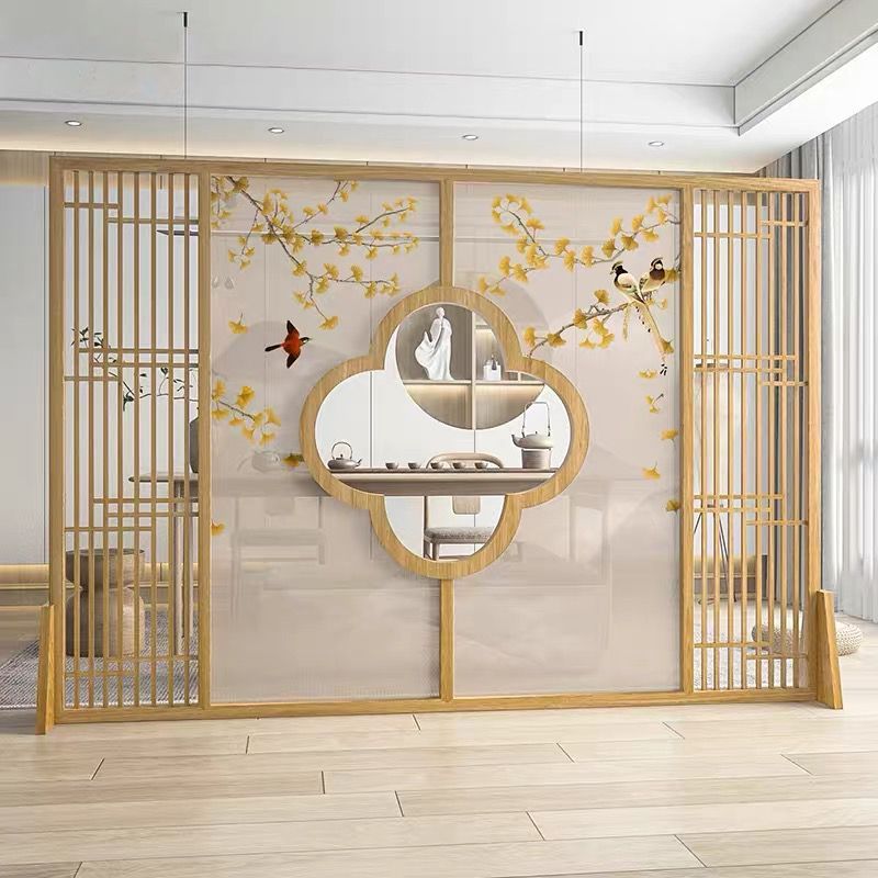 中式屏風隔斷客廳進門遮擋辦公室臥室大廳入戶玄關鏤空實木座屏