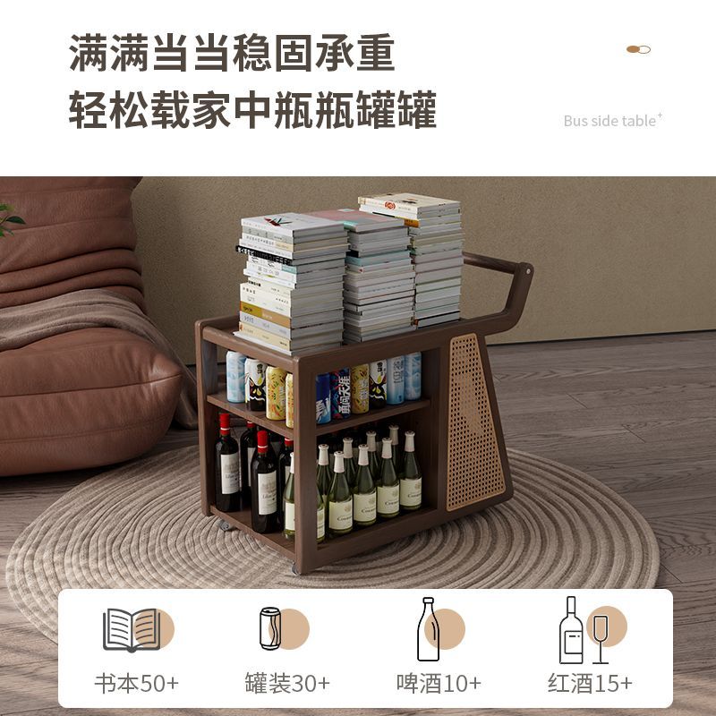 尚馨阁实木移动茶几小推车沙发边几侧边柜客厅巴士餐车可移动茶台