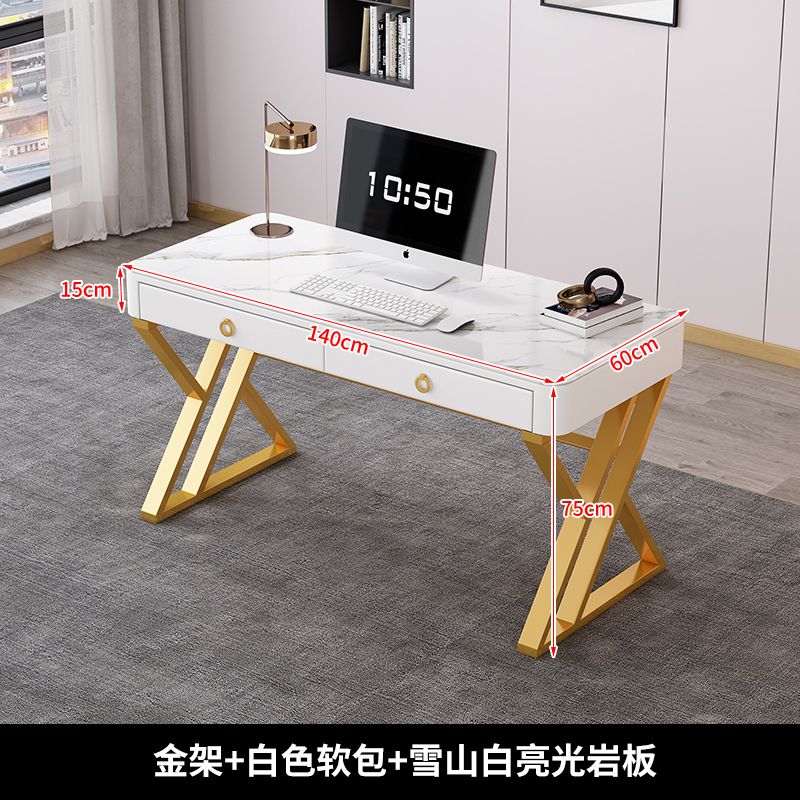 岩板书桌轻奢现代意式电脑台式桌家用简易办公桌卧室工作台学习桌