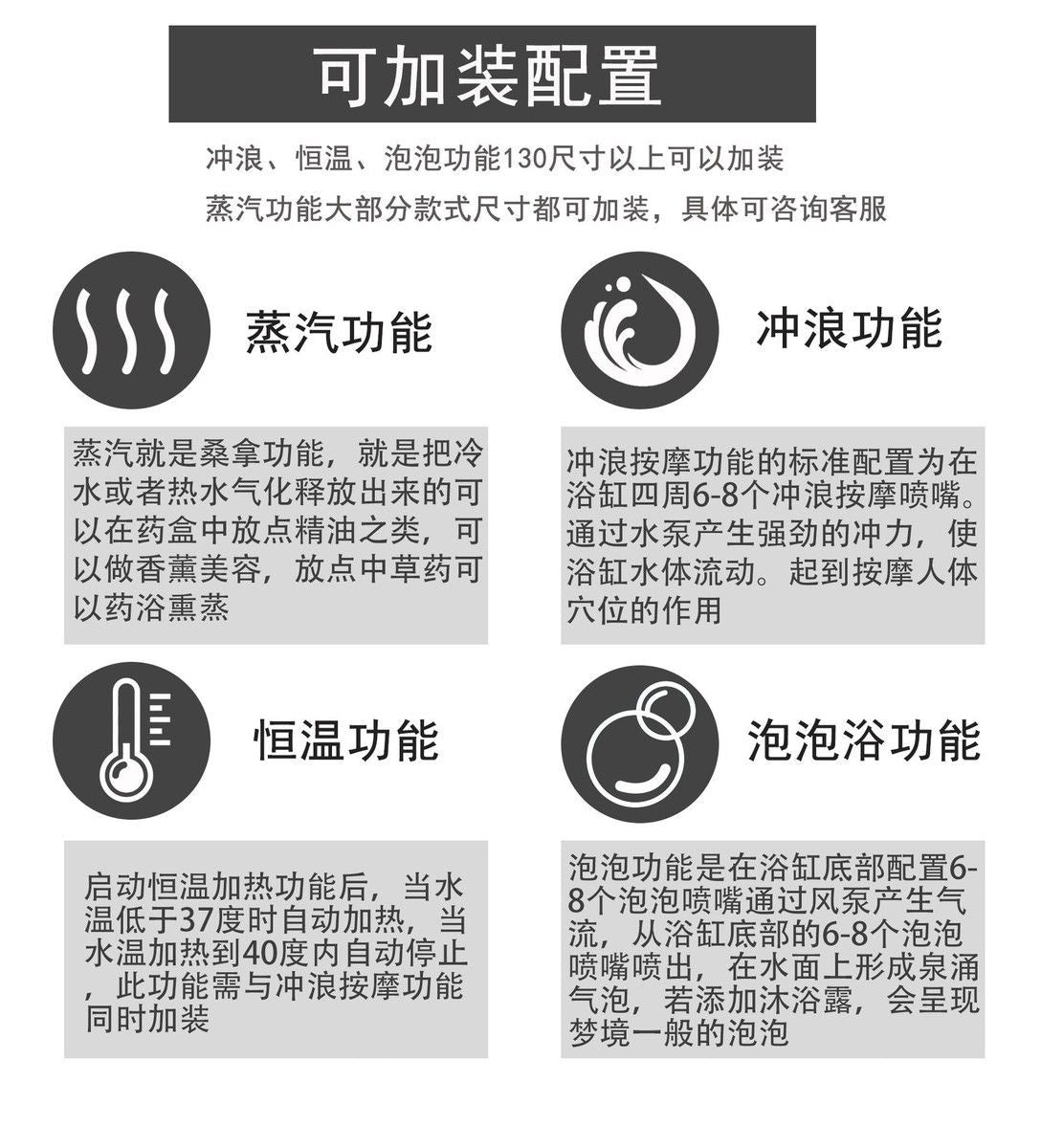 家用整体淋浴房带浴缸高盆弧扇形冲浪蒸汽房洗浴双人泡澡洗澡间
