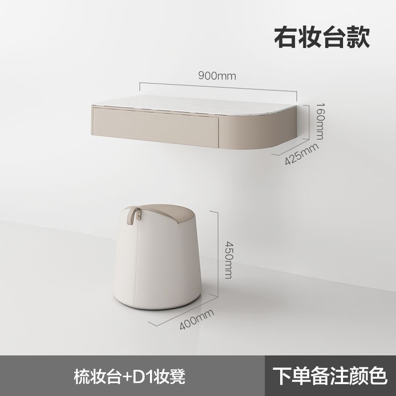 輕奢轉角梳妝檯書桌一體現代簡約ins風壁掛式懸空臥室鏡子化妝桌