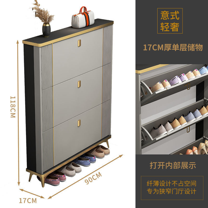 轻奢超薄翻斗鞋柜家用门口门外玄关柜大容量收纳简约现代靠墙鞋架