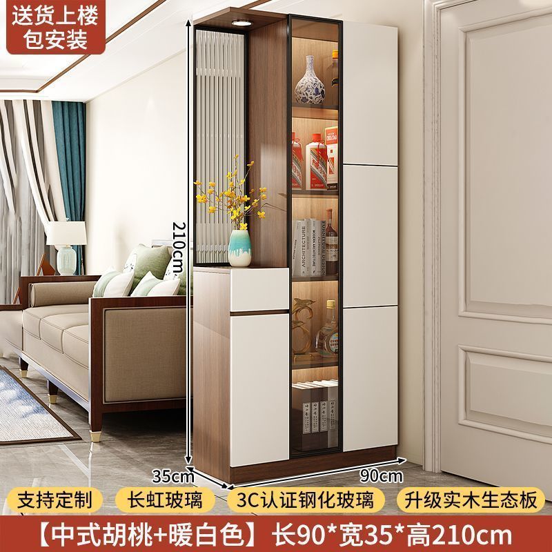 實木入戶玄關櫃鞋櫃一體客廳隔斷屏風櫃正對門儲物門廳櫃中古定製