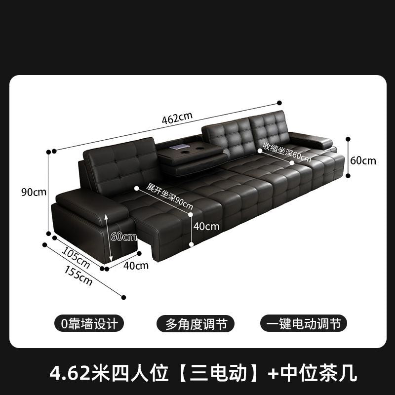 2026新款零靠牆大小戶型勞倫斯電動功能伸縮真皮沙發牀直排皮沙發