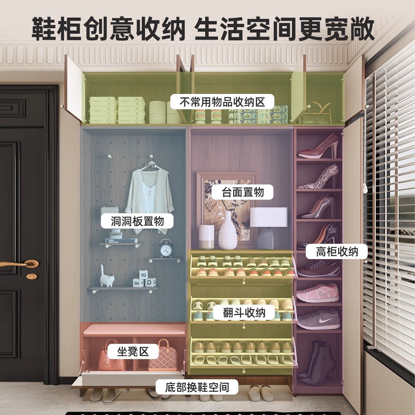 定製新款復古風超薄鞋櫃靠牆一體帶洞洞板儲物櫃家用門口入戶玄關