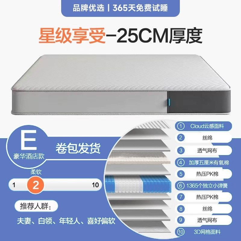 壓縮捲包獨立袋裝彈簧記憶棉盒子牀墊子可全拆洗乳膠軟墊家用臥室