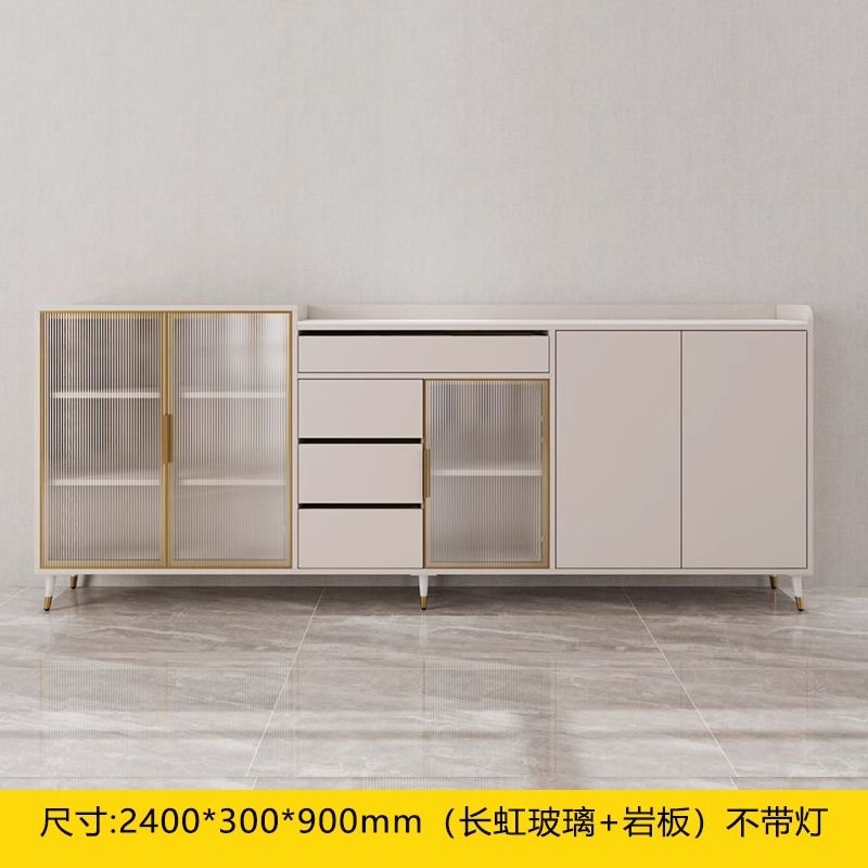 客厅沙发背柜奶油风岩板餐边柜实木多层板横厅隔断柜后靠背柜矮柜