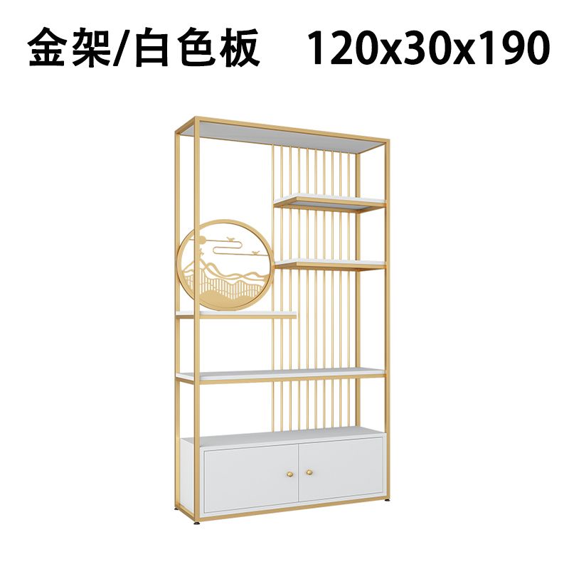 轻奢风客厅置物架落地书本架办公室铁艺博古展示柜玄关架隔断多层