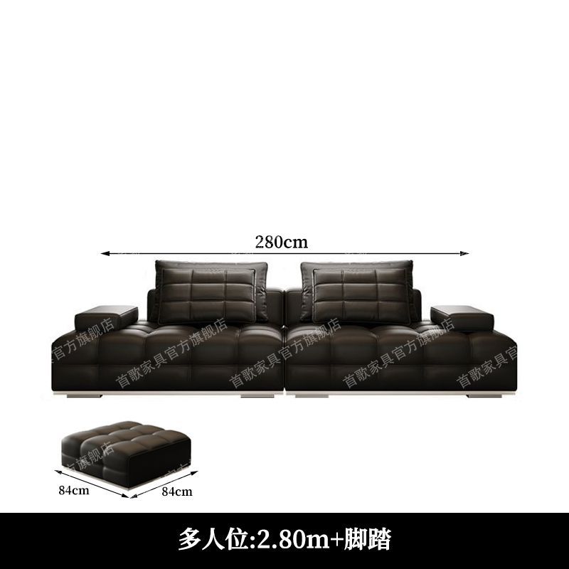 2025新款勞倫斯真皮輕奢意式極簡客廳設計師別墅大小戶型皮藝沙發