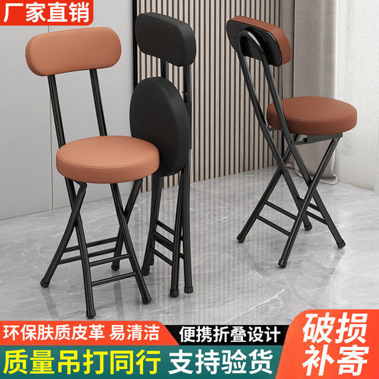 折叠椅子家用靠背软包椅简易书桌椅宿舍折叠凳阳台小凳子便携圆凳