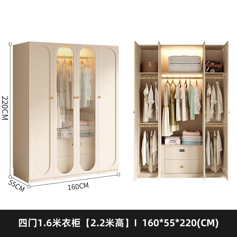 法式奶油风衣柜小户型家用柜子现代简约卧室通顶储物柜定制大衣橱